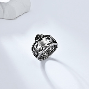 Irish Traditional Claddagh Wedding <b>Ring</b> Heart Shape <b>Titanium</b> Steel Unisex Engagement Jewelry - Product Image 4