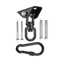 Noir 360 pivotant balançoire cintres supports de plafond Kits de suspension pour siège de Patio chaise balançoire hamac supports plaque fixe produit en boîte