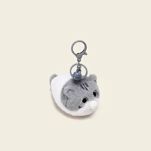 Vente chaude 12cm mignon dessin animé chat en peluche porte-clés jouet chat siamois pendentif en peluche pour les enfants