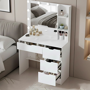 Table <span class=keywords><strong>de</strong></span> toilette moderne avec miroir et <span class=keywords><strong>tiroirs</strong></span> pour chambre à coucher - Product Image 3