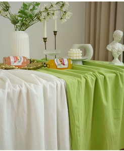 Nappe en <span class=keywords><strong>coton</strong></span> et lin vert pur printanier, nappe <span class=keywords><strong>de</strong></span> dessert, tissu <span class=keywords><strong>de</strong></span> fond décoratif blanc pour <span class=keywords><strong>mariage</strong></span> en extérieur et anniversaire - Product Image 2