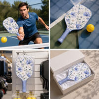 Raquette de pickleball pressée à froid, surface en fibre de verre, noyau en nid d'abeille PP, sensation de frappe équilibrée pour les joueurs débutants
