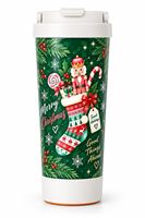 Gobelet anti-déversement à base ventouse avec couvercle rabattable portable et insert en papier personnalisé – Cadeau de Noël et d'Halloween