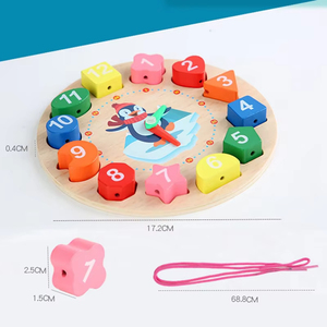 Muestra gratis 3D dibujos animados animales madera Digital alarma tiempo juguete reloj geometría forma rompecabezas educación temprana bloques reloj juguete para chico - Product Image 4