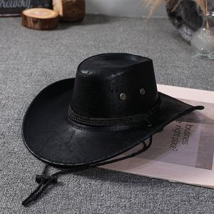 Unisex Sang Trọng Rộng Vành Retro Mũ Cao Bồi Với Sợi Dây Thừng Đồng Bằng In Cảm Thấy Hat Cho Mùa Đông Cho Du Lịch Ngoài Trời Đảng - Product Image 3