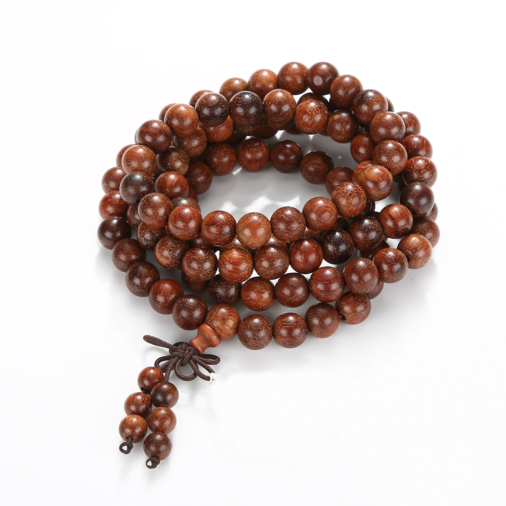 Mala pulseira de contas de 108 8mm, elástica de sândalo para meditação de oração