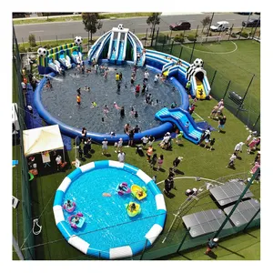 New arrival 30ft-inflatable-water-slides swimming pool mini water park for kids