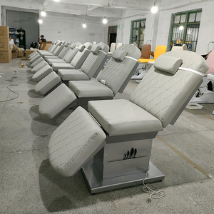 Cama de Spa Facial Eléctrica de Lujo con Base de Metal Plateado y 3 Motores, Muebles Modernos para Salón de Belleza, Cama de Spa Cosmética para Tratamientos de Esteticista - Product Image 4