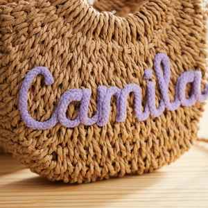 Custom Woven Shoulder <b>Bag</b> with Name, Personalized <b>Straw</b> <b>Crossbody</b> Purse for Beach Vacation, Handbag Travel Gift for Women - Product Image 2