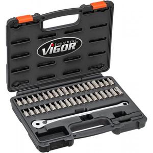 VIGOR - V7784 Clé à cliquet avec jeu d'embouts de tournevis-EAN 4047728077842 INSERTS POUR VISSER LES EMBOUTS DE VISSAGE - Product Image 1