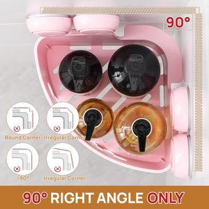 Bathroom Accessories Kitchen <b>Wall</b> <b>Mounted</b> Suction PP Plastic Storage Rack <b>Shelf</b> Traceless Tape Customized Color Eco-Friendly - Product Image 3