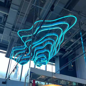 Lampadario Moderno Nordico in Metallo Blu per Hotel, Ufficio e Centro Commerciale, Lampada a Sospensione Personalizzata per Lobby Artistica e Creativa - Product Image 5
