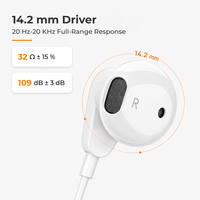 Earphone Kabel USB Type-C Grosir Pabrik OEM, Driver Dinamis Besar 14.2mm, Remote 3 Tombol, Mikrofon Internal, Headset Half In-ear