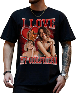 T-shirt personnalisé avec photo de la petite amie pour petit ami - T-shirt graphique vintage pour homme - Product Image 6