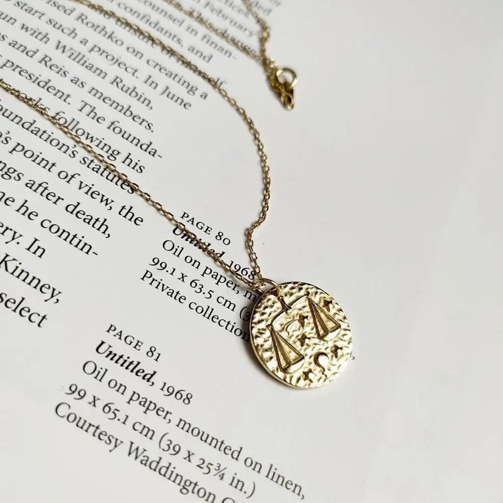 Collana con zodiaco barocco di spedizione rapida che imprime la collana con moneta in argento sterling 925