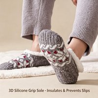 Chaussettes-pantoufles d'intérieur chaudes et épaisses en polaire de mouton avec semelle antidérapante et motif ethnique pour homme et femme, collection 2026