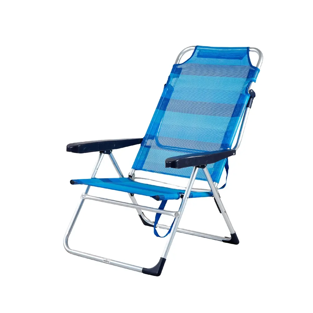 كرسي صالة للشاطئ قابل للتعديل بمقعد منخفض قابل للطي من الألومنيوم بجانب المسبح مع 3 تعديلات.