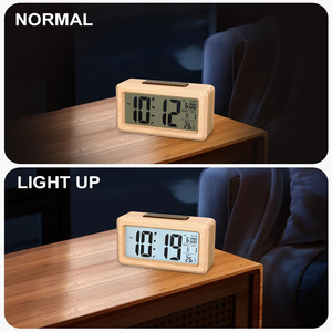 Smart LCD Backlight Temperature Snooze Silent Despertador Digital De Madera Smart Desk Table Bamboo <strong>Battery</strong> Wooden Alarm <strong>Clock</strong> - Product Image 3