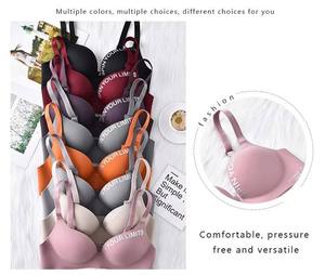 Conjunto de sujetador moldeador sin aros estilo británico para mujer, marca Letter, bragas sin costuras con efecto push-up, sujetadores inalámbricos y braguitas. - Product Image 6