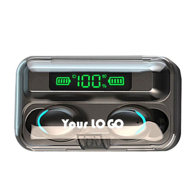 Customizable F9 Wireless Bluetooth Headset IPX6 Digital Display Bluetooth Headset 9D Stereo Sports Headset Business Gift