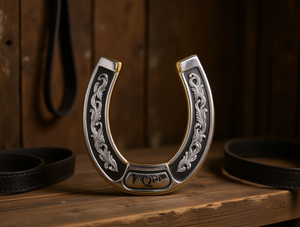 Fibbia a Ferro di Cavallo Placcata Oro e Argento 5.0cm, Accessorio per Cintura in Metallo - Product Image 2