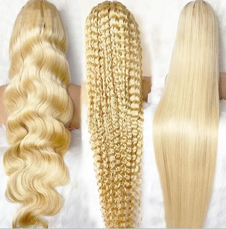 Парик из человеческих волос Блонд на полной сетке в наличии, парики светлого цвета 613, высококачественные необработанные волосы без клея, 40 дюймов, короткий прозрачный