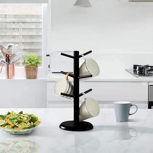 Tazza di caffè di bambù albero tazza espositore tazze da caffè porta tazze da caffè albero con 6 ganci - Product Image 5