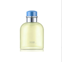 Parfum pour femmes, flacon taillé en diamant, liquide jaune, capuchon bleu clair, brume fine, aquatique, côtier, longue tenue