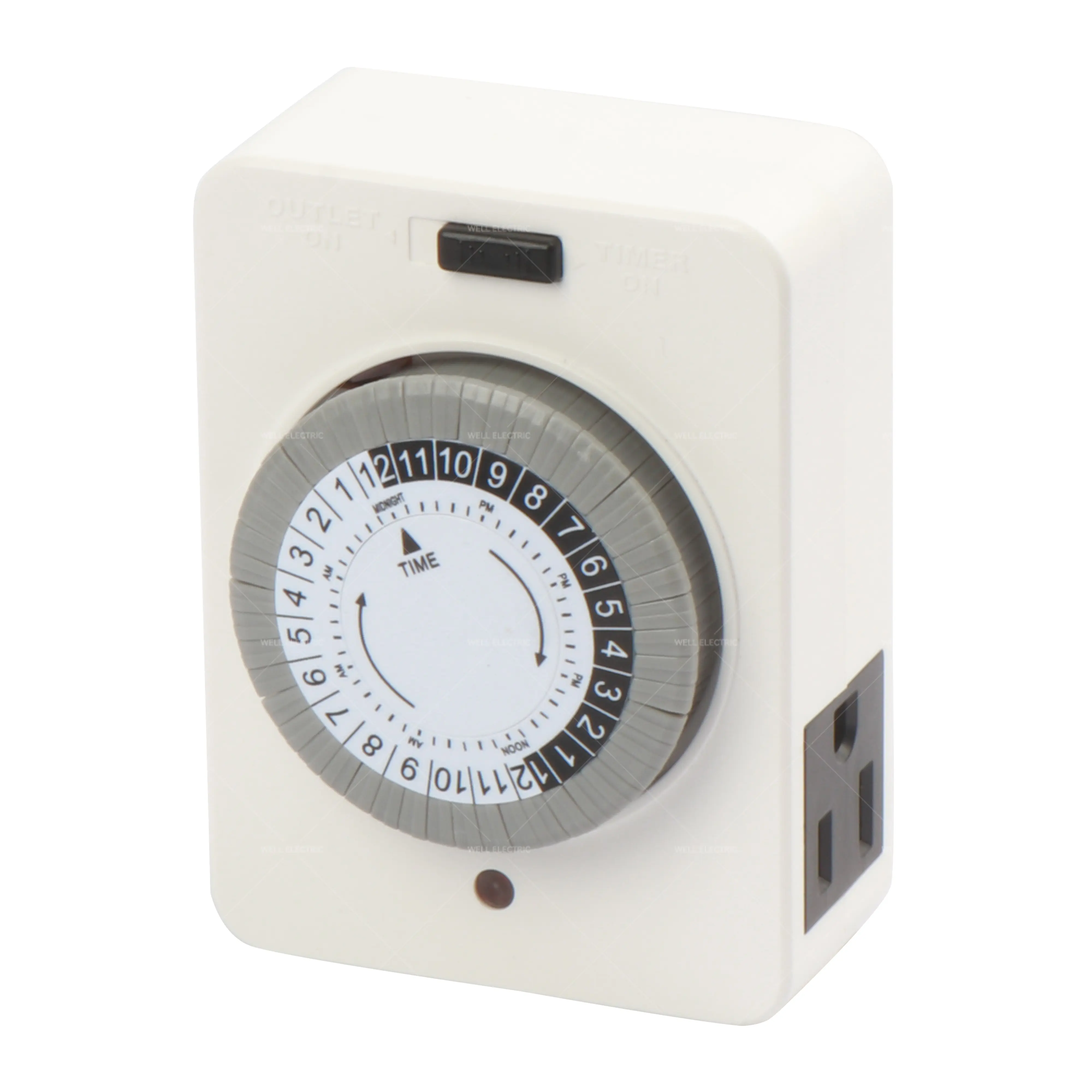 Indoor Dual Outlet Timers Heavy-Duty Mechanical 24-Hour 3-Prong Design For Lamps Indoor Lighting And Christmas Lights