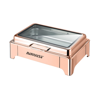 Matériel de restauration : Réchauds de buffet hydrauliques en acier inoxydable, finition Or, Or rose et Argent, pour la restauration de buffets, ensemble de réchauds de buffet