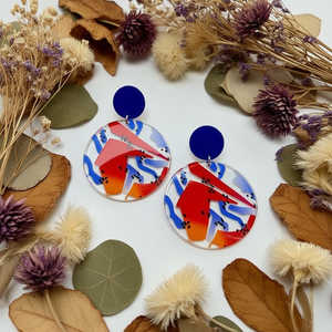 Orecchini Dipinti Rotondi in Acrilico, Design Astratto Colorato, Gioielli di Tendenza, Accessorio Moda - Product Image 3