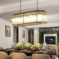 Lustre rectangulaire moderne en fer bronzé de haute qualité avec verre, luminaires suspendus à hauteur réglable pour intérieur, maison, villa, restaurant
