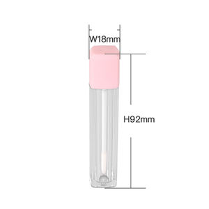 Tube plastique vide personnalisé pour gloss à lèvres, transparent, carré, en plastique, avec <span class=keywords><strong>baguette</strong></span>, récipient rose, pièces, 5ml - Product Image 2