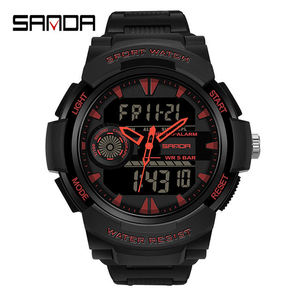SANDA Fashion – montre numérique pour hommes, étanche aux chocs, double montre-bracelet LED, réveil, réveil, horloge Cool, 6002 - Product Image 3