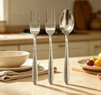 Lot de Couverts de Service en Acier Inoxydable 410 Poli Miroir, Légers et Durables, Argentés, pour Buffets et Événements