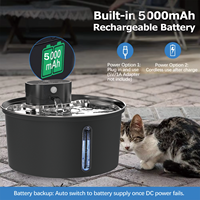 Fontaine à eau pour animaux de compagnie en acier inoxydable personnalisée sans fil avec batterie 4000 mAh, stérilisation UVC, distributeur d'eau potable pour chat avec filtre
