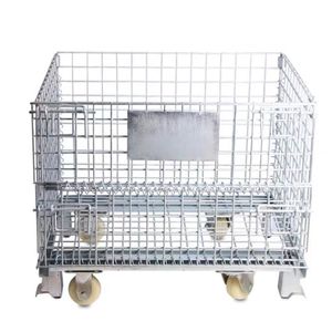 Bán buôn có thể gập lại có thể khóa dây lưới Giao thông vận tải kim loại đóng mở Stackable lưu trữ container kho lưu trữ lồng - Product Image 4