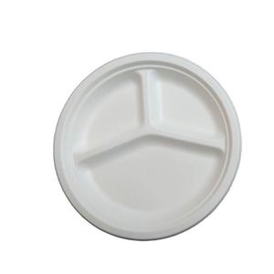 10 pouces <span class=keywords><strong>3</strong></span> <span class=keywords><strong>Compartiments</strong></span> Jetables Sans Arbre Plaques 100% Naturel de Canne À Sucre Biodégradable - Product Image 1