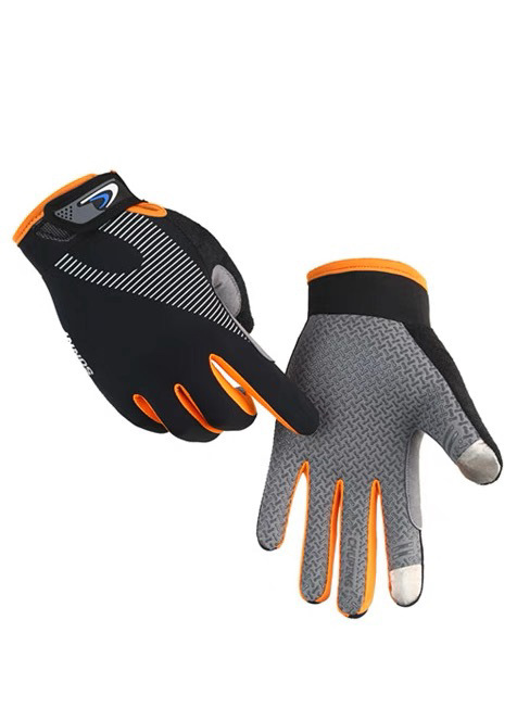 Microfibre de soie glacée doigt long noir orange