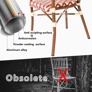 Restaurant Bistro français Fauteuils en <span class=keywords><strong>rotin</strong></span> aluminium Café d'extérieur Chaise en <span class=keywords><strong>rotin</strong></span> Mobilier de jardin - Product Image 6