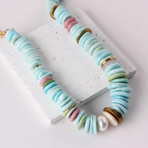 Gargantilla elegante de perlas de piedra natural, collar de cuentas de perlas de flores, collar de cuentas de arcilla polimérica a la moda para mujer - Product Image 5