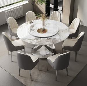 Conjunto Moderno de Muebles con Mesa Giratoria Redonda de Mármol Blanco para Sala de Estar, Cómodo para Uso en Hogar, Villa, Hotel o Apartamento - Product Image 2