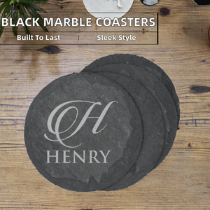 Sous-verres modernes en <span class=keywords><strong>ardoise</strong></span> vierge, marbre noir, gravés au laser, sous-verres ronds pour boissons, café, cuisine, <span class=keywords><strong>d</strong></span>écoration de la maison - Product Image 2