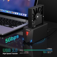 FIDECO plastik Single Bay USB 3.0 5Gbps dukungan 22TB SATA Hard Drive Docking Station 2.5 3.5 inci HDD SSD Docking