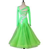 Nouvelle robe de danse de salon moderne avec strass, jupe ample, costume de performance pour concours de danse sociale standard