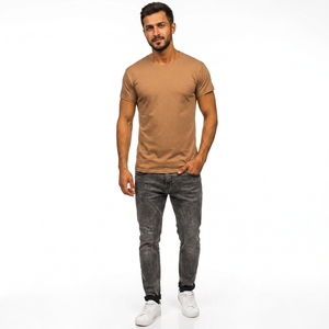 T-shirts pour hommes à manches courtes en coton avec logo brodé imprimé style décontracté Vêtements d'été personnalisés Col rond T-shirt homme Streetwear - Product Image 1