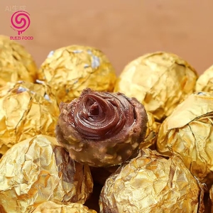 Bombones <span class=keywords><strong>de</strong></span> Chocolate Sólido Estilo Noble, Formas Decorativas, Dulces Asiáticos, Empaquetado a Granel, Bola Dorada con <span class=keywords><strong>Almendras</strong></span> - Product Image 2