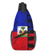Sac bandoulière de haute qualité avec drapeau d'Haïti, personnalisable avec logo, sac de poitrine, sac à dos bandoulière, sac de voyage