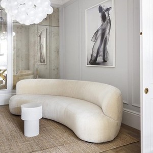 Ánh Sáng Sang Trọng Bắc Âu Hiện Đại Thiết Kế Sáng Tạo Cong Thẩm Mỹ Viện Salon Phòng Khách Lamb Velvet Vải Sofa - Product Image 3