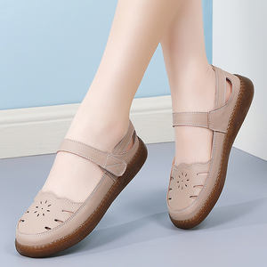 Einfarbige Plus Size Damenschuhe, vielseitige Alltags rutschen, Mom Hook and Loop Sandalen, leicht bequem - Product Image 6